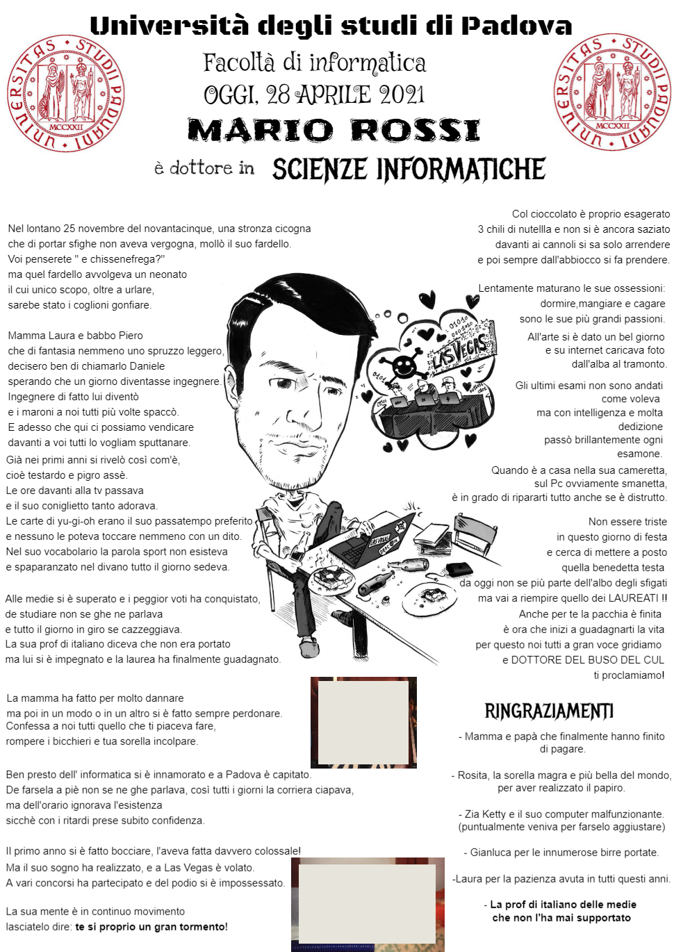 Esempio Papiro Di Laurea Con Caricatura Papirata